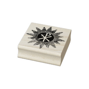 2" Chi Rho Peace Christogram mounted rubber stamp