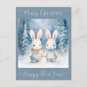 2 Christmas bunnies Postcard