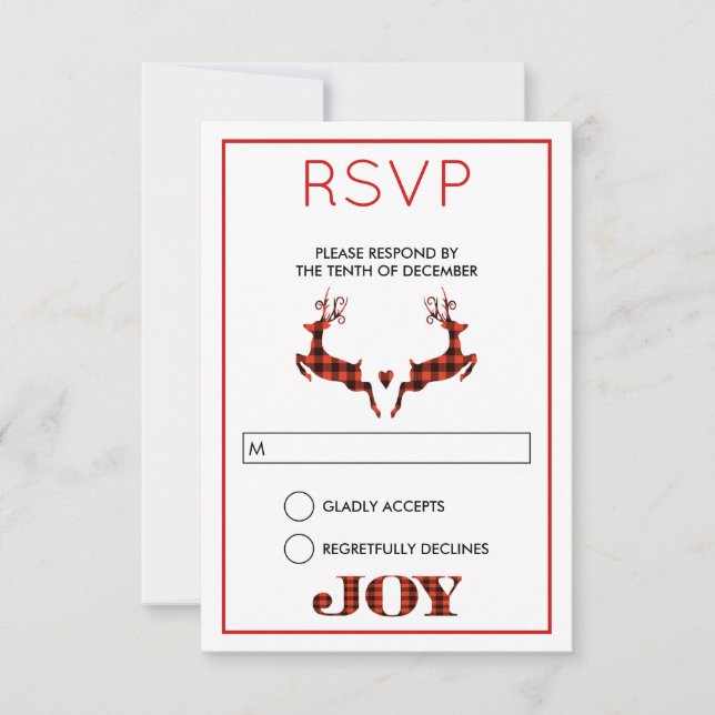 2 Christmas Deer Jumping RSVP Invitation (Front)