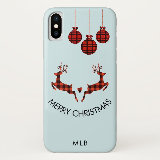 2 Christmas Deer Jumping Rustic Style Case-Mate iPhone Case (Back)