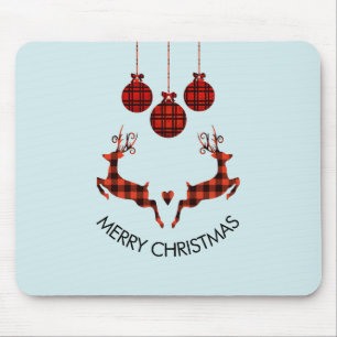 2 Christmas Deer Jumping Rustic Style Mouse Mat