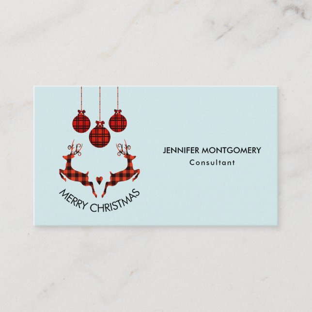 2 Christmas Reindeer Jumping Rustic Hunter Business Card (Front)