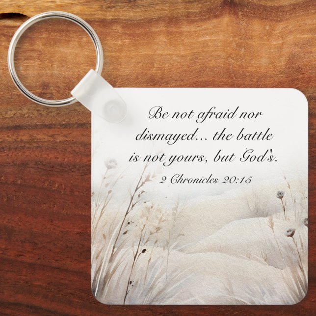 2 Chronicles 20:15 The Battle is God's Bible Verse Key Ring (Front)
