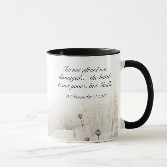 2 Chronicles 20:15 The Battle is God's Bible Verse Mug (Right)