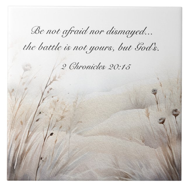 2 Chronicles 20:15 The Battle is God's Bible Verse Tile (Front)
