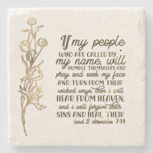 2 Chronicles 7:14 If My People Pray Stone Coaster