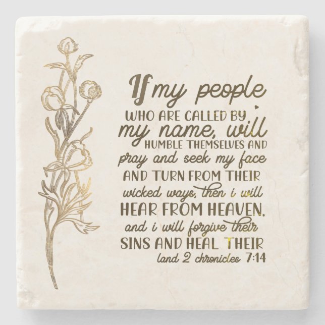 2 Chronicles 7:14 If My People Pray Stone Coaster (Front)
