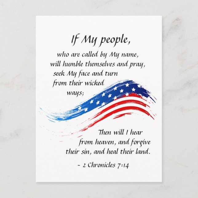 2 Chronicles 7:14 If My People will Pray USA Flag Postcard (Front)