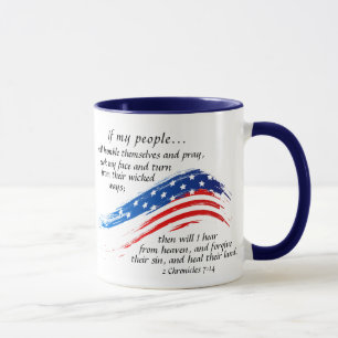 2 Chronicles 7:14 Prayer, USA Flag Mug