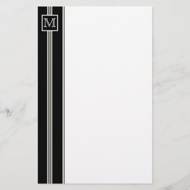 (2) Classic Monogram Striped Stationery (Front)