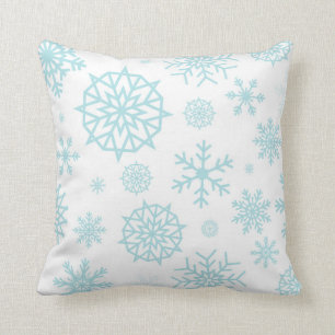2-colour Blue White Winter Snowflake Christmas Cushion