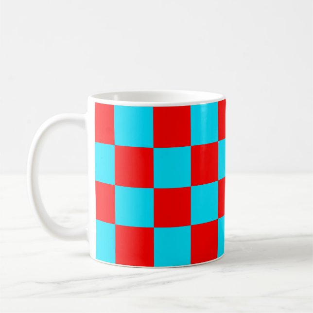2 Colour Chequered Square Pattern  Coffee Mug (Left)