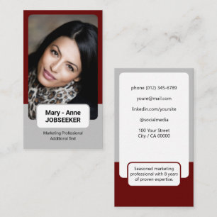 2 Coloured Classic Job Seeker Classy Dark Wine Red Business Card