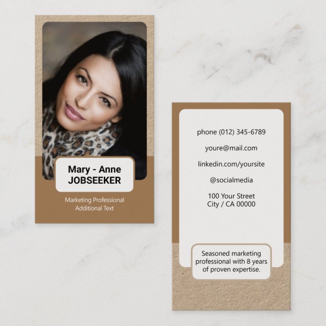 2 Coloured Classic Job Seeker Kraft Paper Style Business Card (Front/Back)