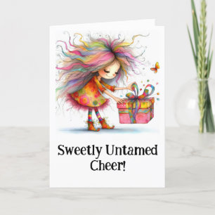 * 2 Colourful Whimsical Christmas Girl  Gift AP97 Thank You Card