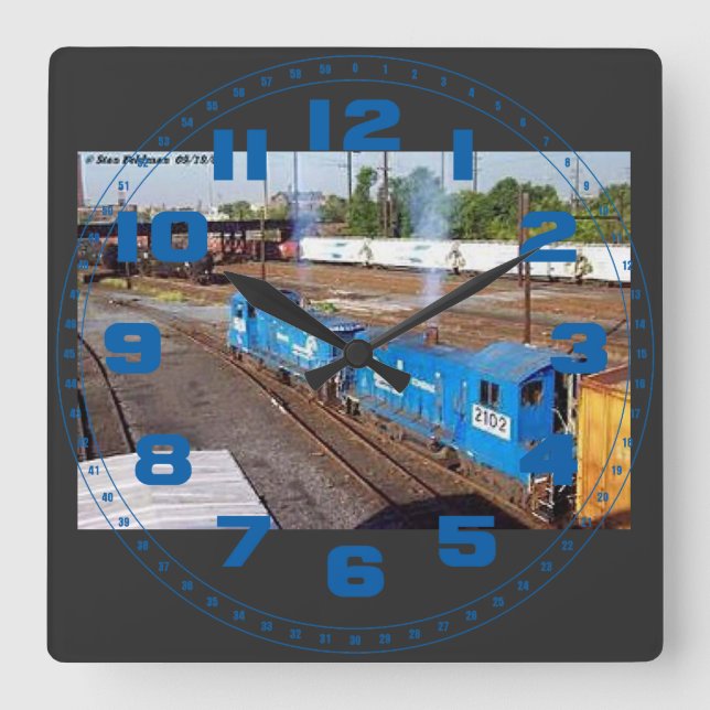 2 Conrail SW-1001's       Square Wall Clock (Front)