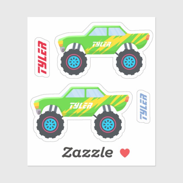2 Cool Monster Trucks With Flames, DIY Name (Sheet)