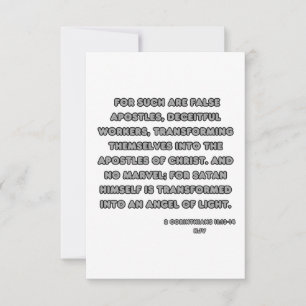2 Corinthians 11:13-14 KJV Bible Verse Greeting Card