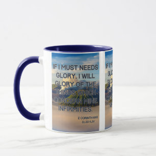 2 Corinthians 11:30 KJV Bible Verse Pic Two-Tone Mug