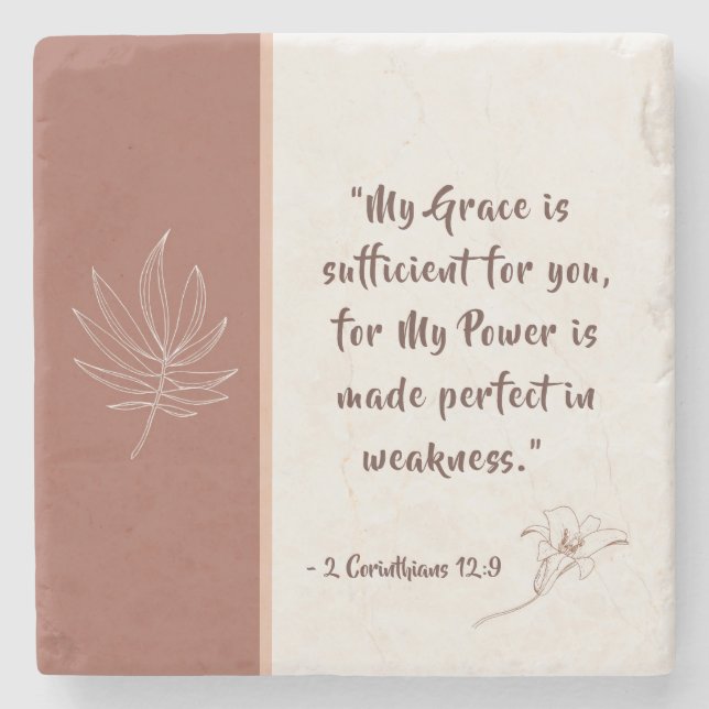 2 Corinthians 12:9 My Grace is Sufficient Stone Coaster (Front)