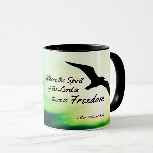2 Corinthians 3:17 Freedom Bible Verse Bird Flying Mug (Front Right)