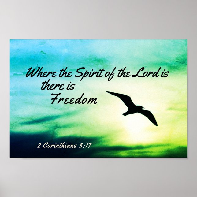 2 Corinthians 3:17 Freedom Bible Verse Bird Flying Poster (Front)