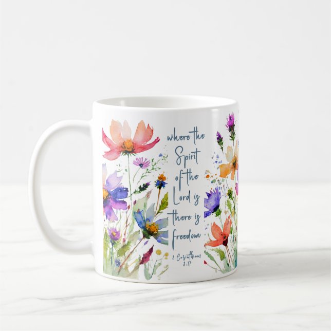 2 Corinthians 3:17 Freedom Bible Verse  Coffee Mug (Left)