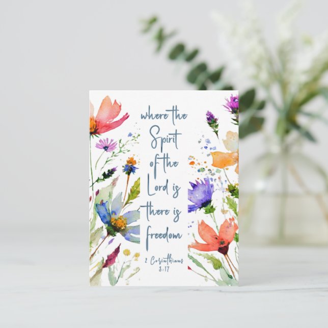 2 Corinthians 3:17 Freedom Bible Verse  Postcard (Standing Front)