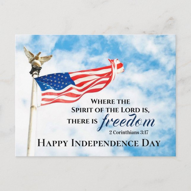 2 Corinthians 3:17 Freedom, Independence Day Bible Postcard (Front)