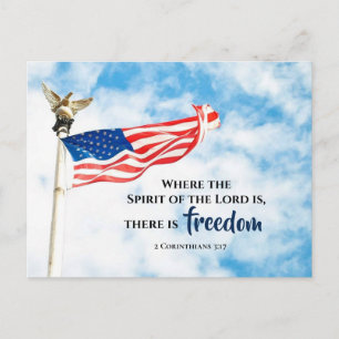 2 Corinthians 3:17 Spirit of the Lord USA Flag Postcard