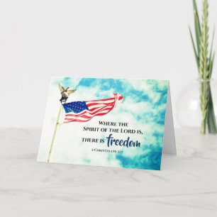 2 Corinthians 3:17 There is Freedom USA Flag Card