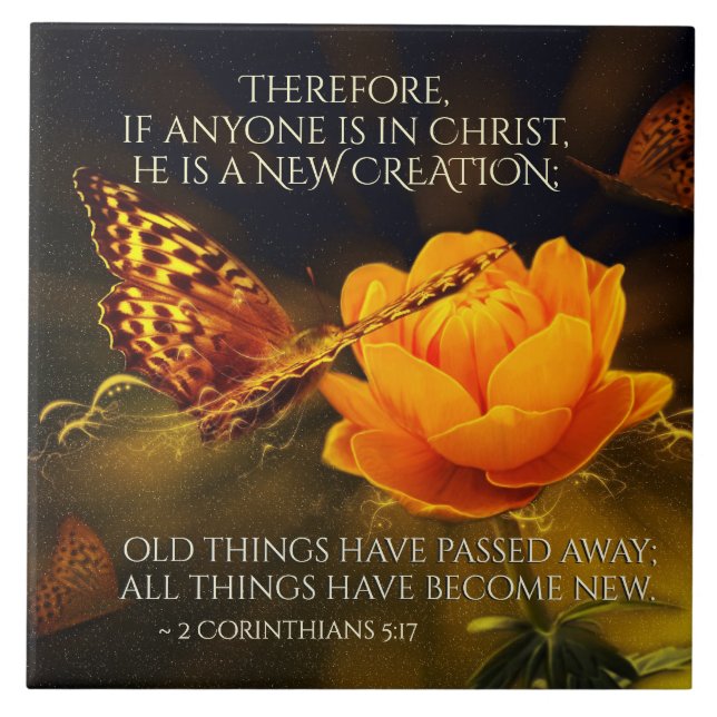 2 Corinthians 5:17 If anyone is in Christ, Bible Tile (Front)