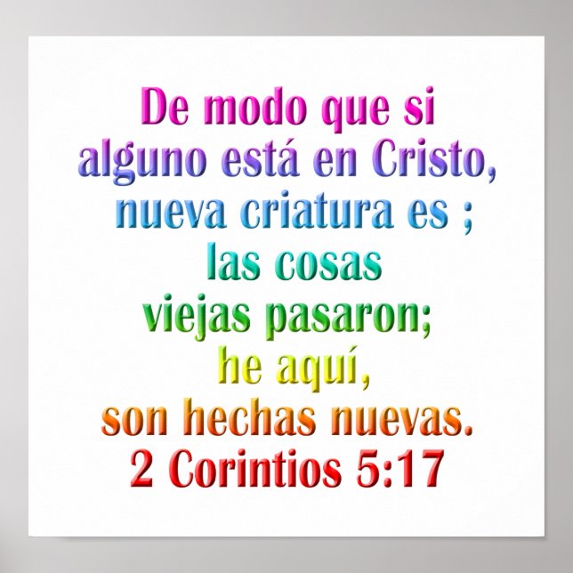 2 Corinthians 5:17 Spanish Poster (Front)