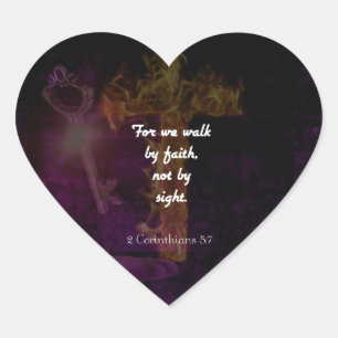 2 Corinthians 5:7 Bible Verse Quote About Faith Heart Sticker