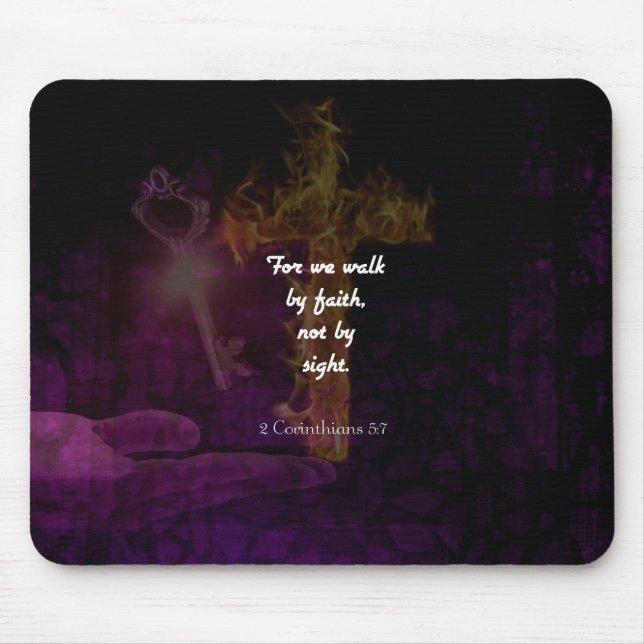 2 Corinthians 5:7 Bible Verse Quote About Faith Mouse Mat (Front)