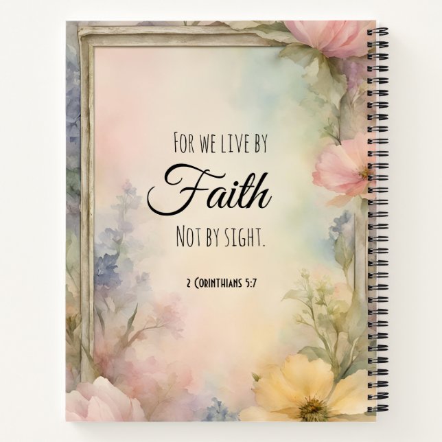 2 Corinthians 5:7 Christian Bible Verse Art Notebook (Back)