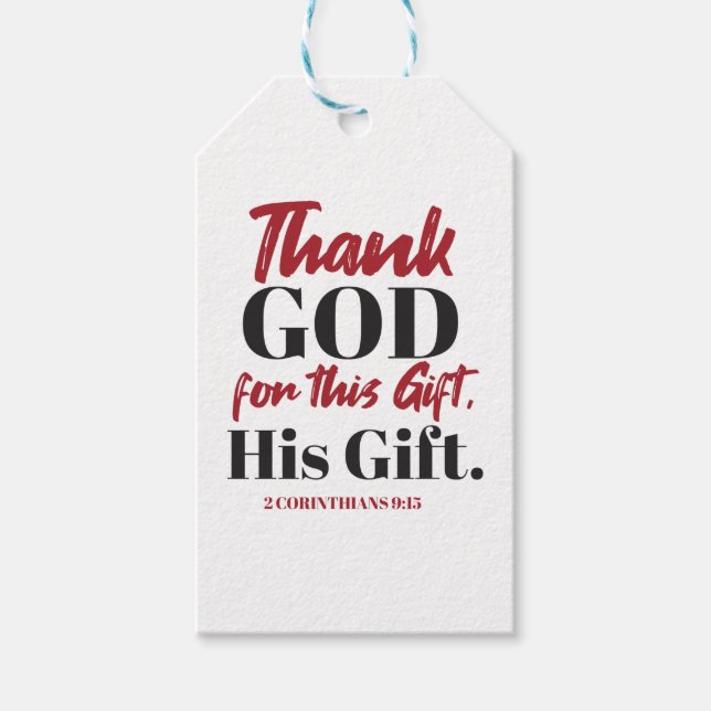 2 Corinthians 9:15 bible verse design I Gift Tags (Front)