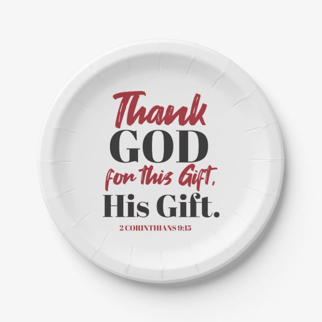 2 Corinthians 9:15 bible verse design I Paper Plate (Front)