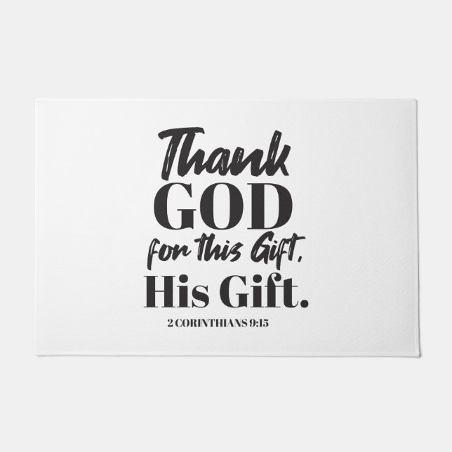 2 Corinthians 9:15 bible verse design II Doormat (Front)