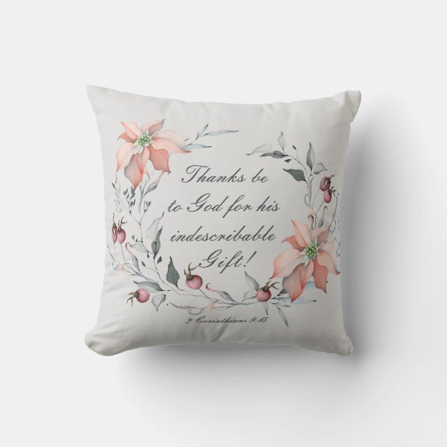 2 Corinthians 9:15 Thanks be to God, Christmas Cushion (Front)