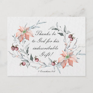 2 Corinthians 9:15 Thanks be to God Christmas Postcard