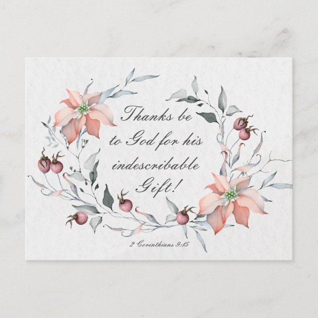2 Corinthians 9:15 Thanks be to God Christmas Postcard (Front)