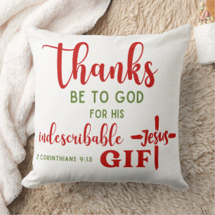 2 Corinthians 9:15 Thanks be to God Scripture Cushion
