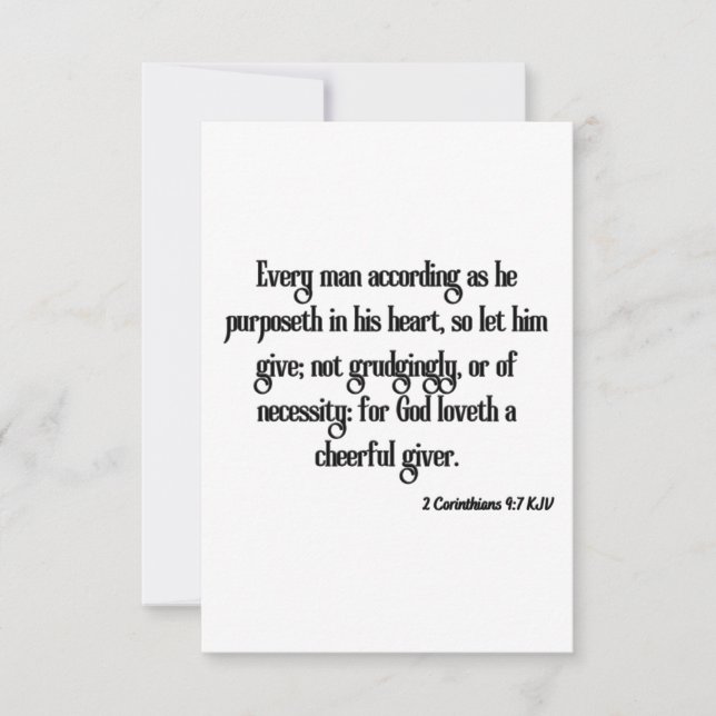 2 Corinthians 9:7 Bible Scripture Flat Greeting Card (Front)