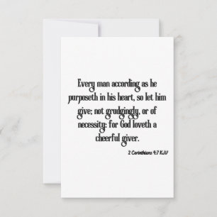 2 Corinthians 9:7 Bible Scripture Flat Greeting Card