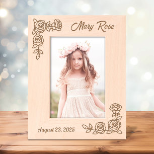 2 Corner Roses Custom Text 5x7 Etched Frames