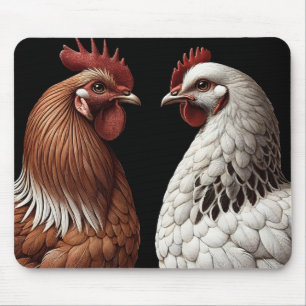 2 Country Chickens Farm Barnyard Kitchen Mouse Mat