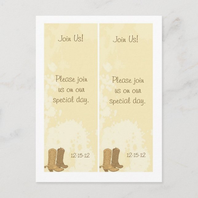 2 Cowboy Wedding Save Date Bookmark Announcement Postcard (Front)