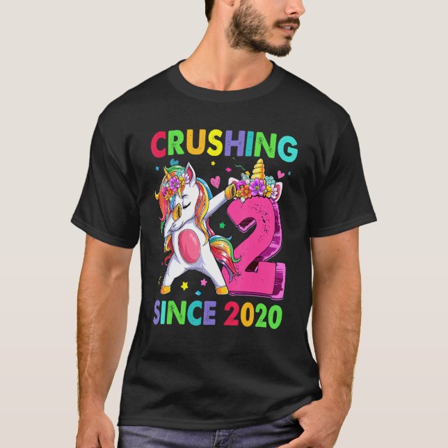 2 Crushing It Since 2020 Dabbing Unicorn 2nd Birth T-Shirt (Front)