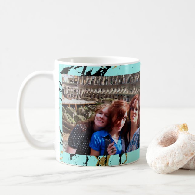 2 Custom Photos | Create Your Own Keepsake Marble Coffee Mug (With Donut)